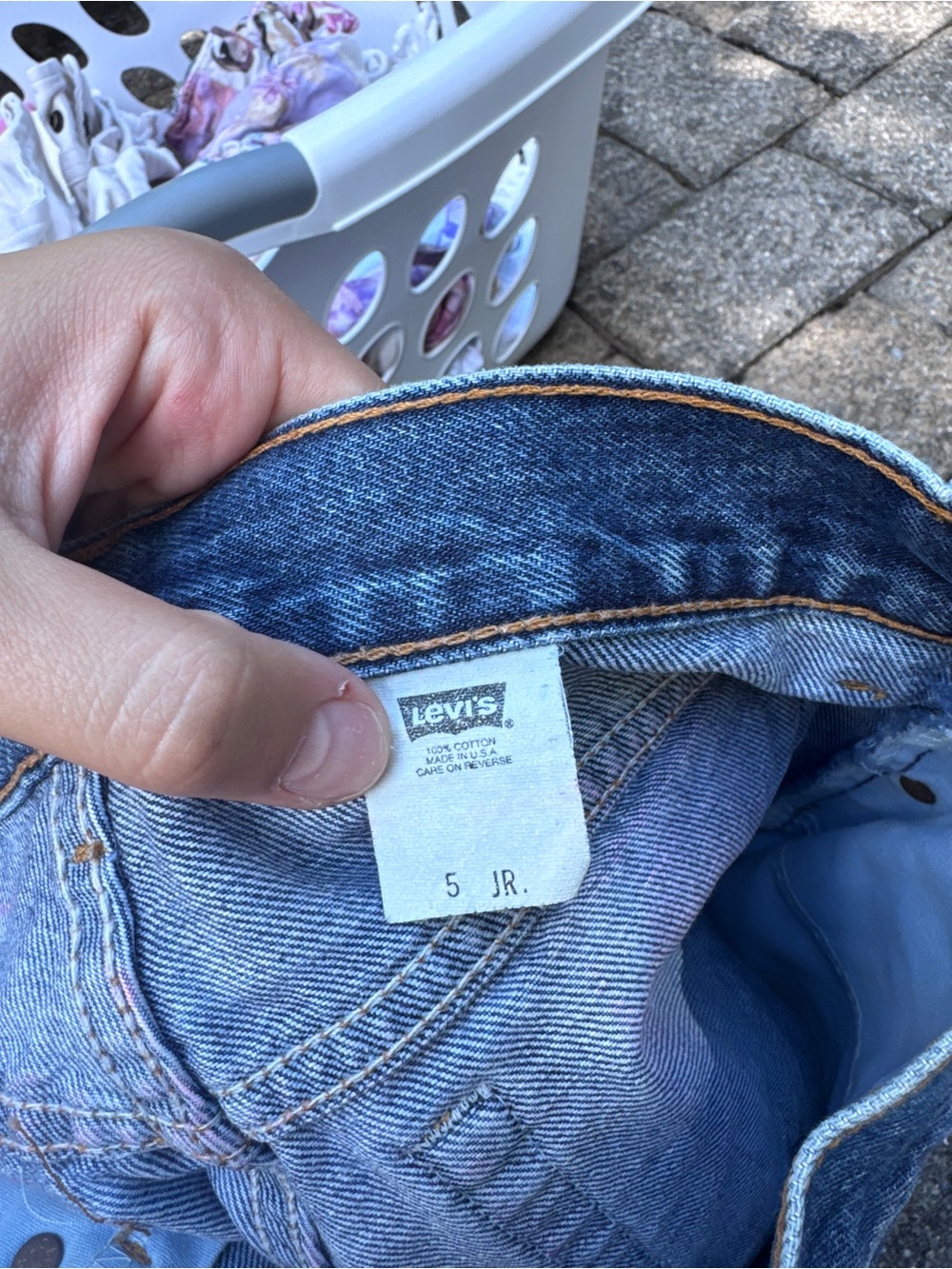 Levi's Distressed Blue Denim Cutoff Shorts - Picture 3 of 3